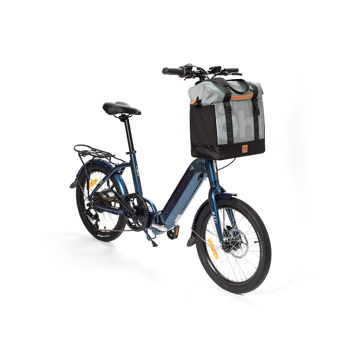 Folding e-bike with the Öhll-in bag in Northern Grey (e-bike from Conor)